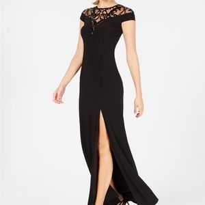 Adriana Papell - Sequin-Illusion Slit Gown